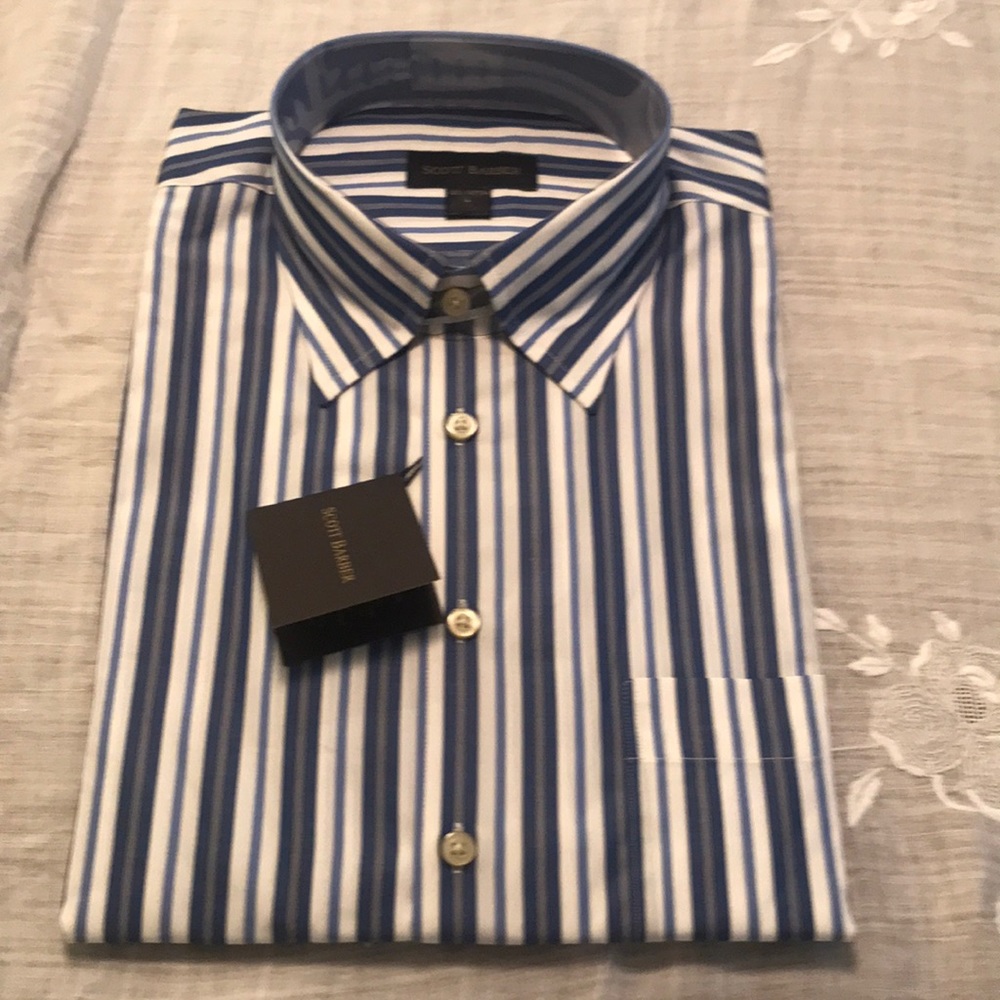 Scott Barber blue striped dress shirt